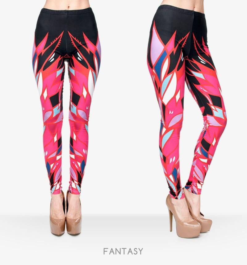 Women's Colour Geometry 3D Printing Legging High Elastic Fitness Legging Trousers Casual Pants Printed Leggings