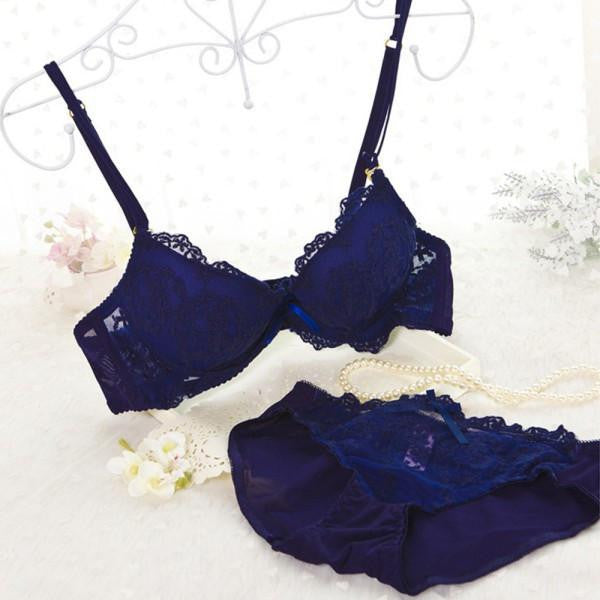 Womens Set Embroidery Lace Lingerie Underwear Push-Up Bra Underwire