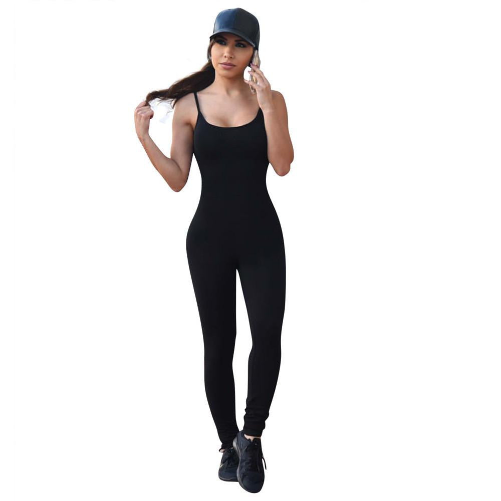 Solid Strap Backless Bodycon Bandage Long Pants Basic Jumpsuit Women Rompers One Piece Bodysuits For Women