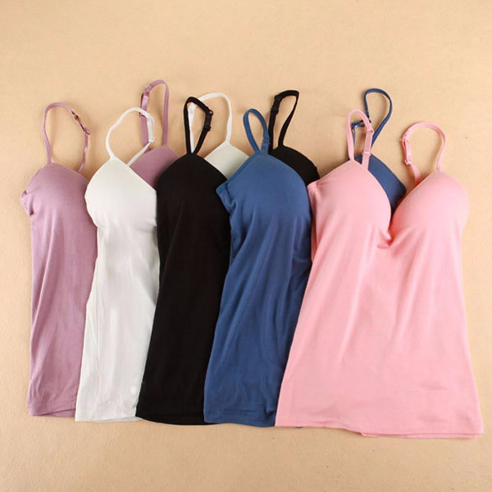 Womens Wireless Bras Bra Padded Solid Camisole Tank Top Straps M L