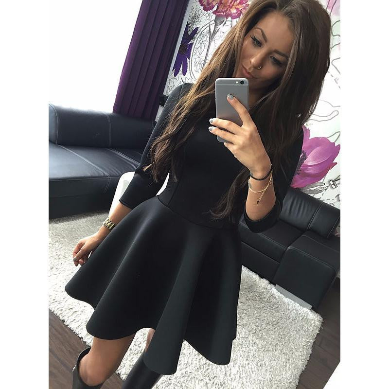 Online discount shop Australia - Fashion Women's 3/4 Sleeve Sexy Spring Women Dress Bodycon Ruffles O Neck Office Dresses Ladis Empire Plus Size Vestidos