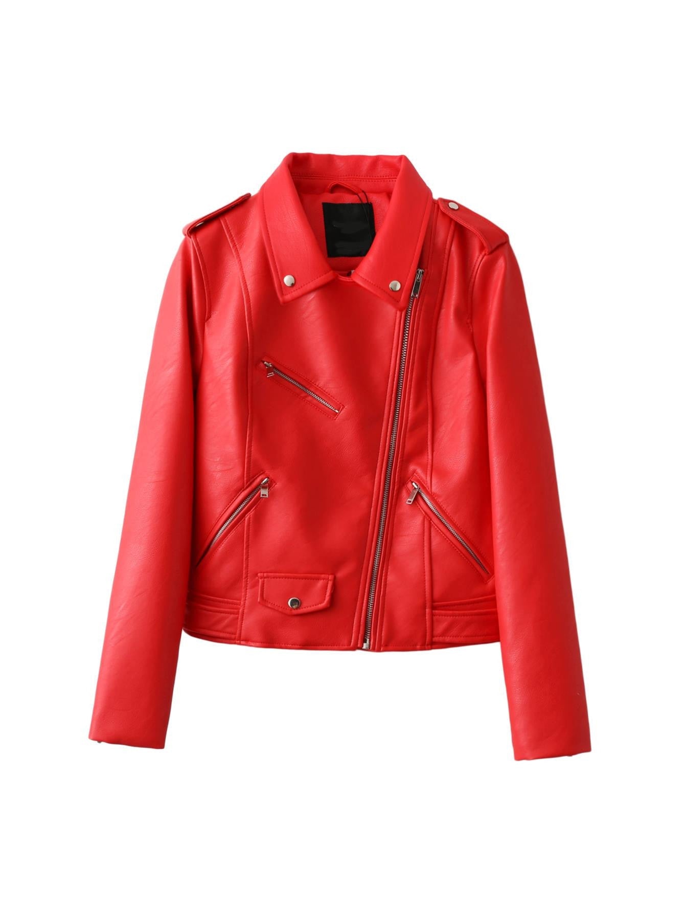 Online discount shop Australia - New Arrive Fashion Street High quality Women's Short Washed PU Leather Jacket Zipper Bright Colors Ladies Basic Jackets