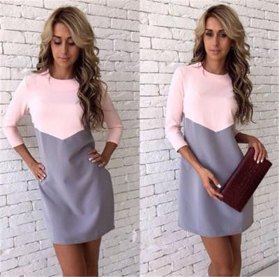 Women Winter Dress Series Fashion Cute Style Three Quarter Sleeve Patchwork Midi Dress For Women A16337