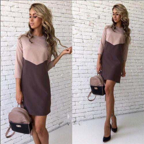 Women Winter Dress Series Fashion Cute Style Three Quarter Sleeve Patchwork Midi Dress For Women A16337