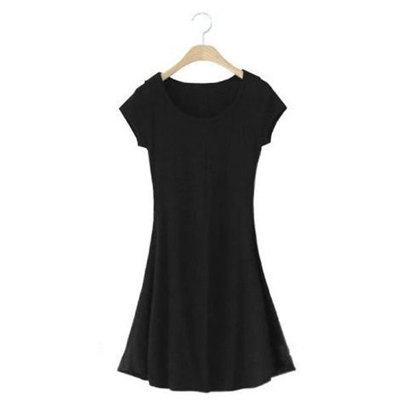 Women Casual Short Sleeve T-shirt Mini Dress Cotton Crew Neck Sundress