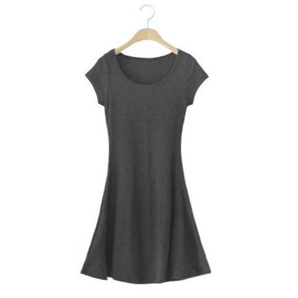 Women Casual Short Sleeve T-shirt Mini Dress Cotton Crew Neck Sundress