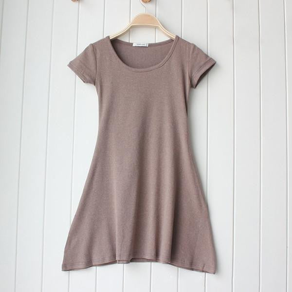 Women Casual Short Sleeve T-shirt Mini Dress Cotton Crew Neck Sundress