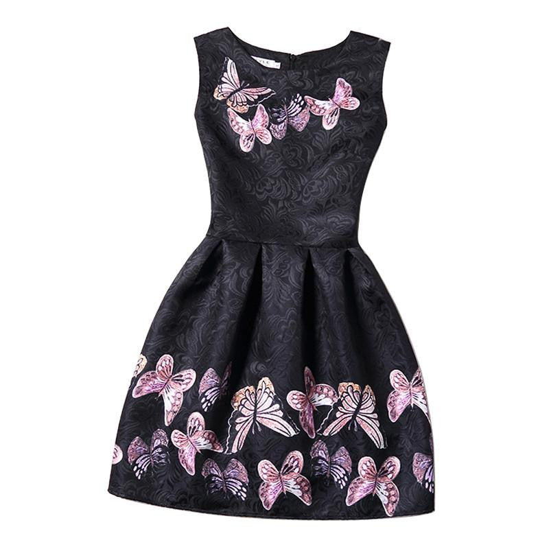 Vintage women dress Fashion sleeveless print jacquard summer dress High waist Slim Elegant party dress