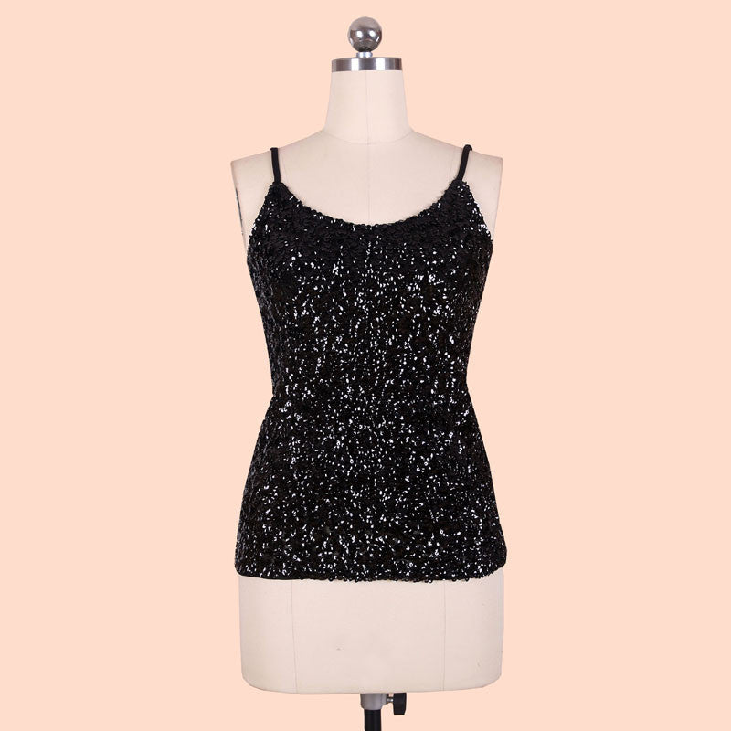 Online discount shop Australia - Europe Tank Tops  Womens party vest Europe sequined Paillette tank top