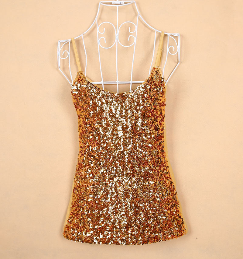 Online discount shop Australia - Europe Tank Tops  Womens party vest Europe sequined Paillette tank top