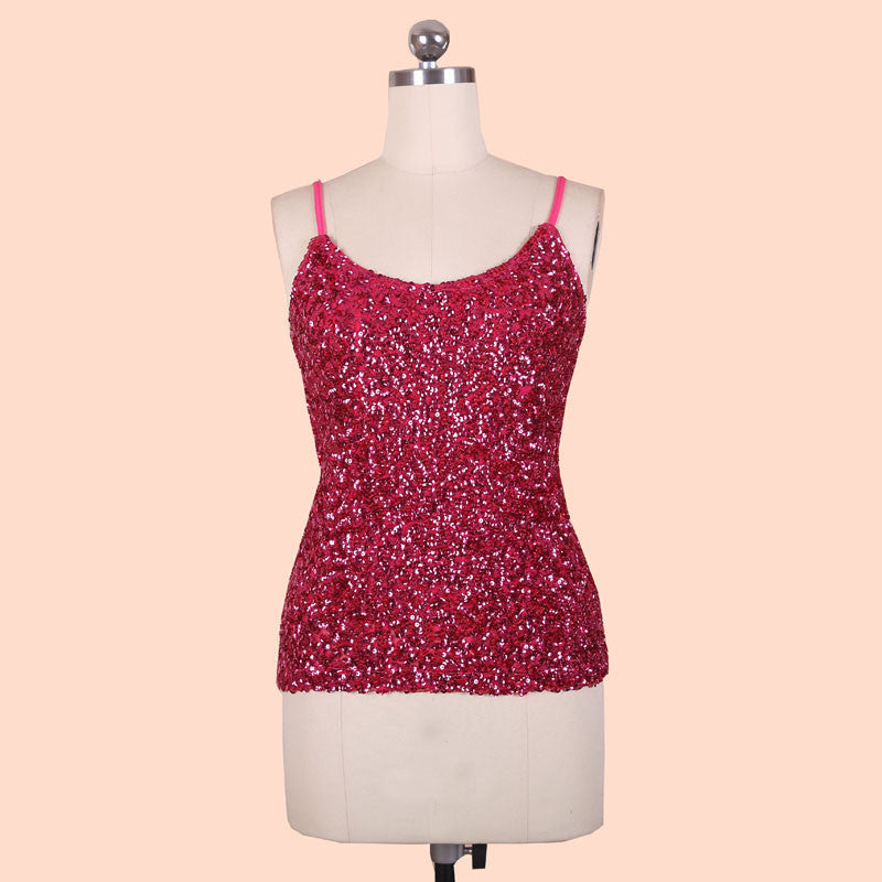 Online discount shop Australia - Europe Tank Tops  Womens party vest Europe sequined Paillette tank top