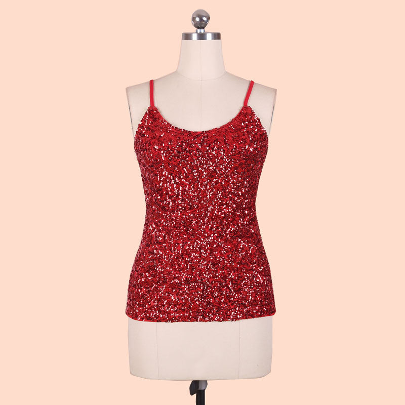 Online discount shop Australia - Europe Tank Tops  Womens party vest Europe sequined Paillette tank top