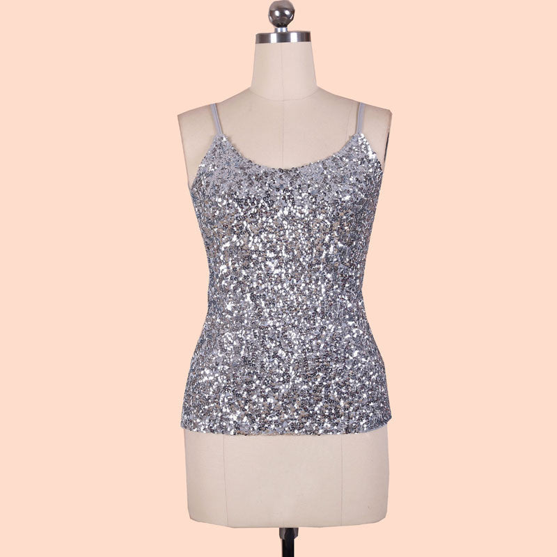 Online discount shop Australia - Europe Tank Tops  Womens party vest Europe sequined Paillette tank top