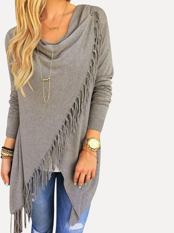 Thin Cardigan Women Long Sleeve Slash Knitted Oversized Sweater Loose Hem Tassel Cardigan Sweater Women Plus Size XXL 3XL