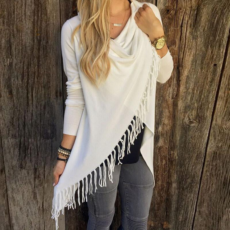 Thin Cardigan Women Long Sleeve Slash Knitted Oversized Sweater Loose Hem Tassel Cardigan Sweater Women Plus Size XXL 3XL