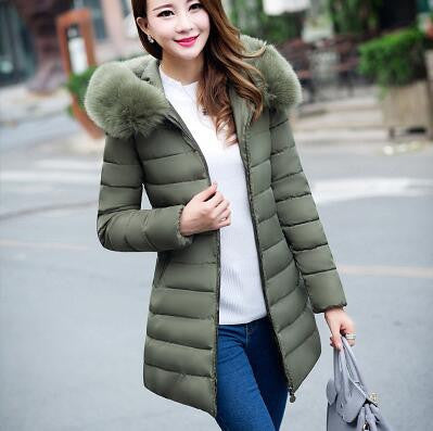 Fake Fur Collar Parka Down Cotton Jacket Jacket Women Thick Snow Wear Coat Lady Clothing Female Jackets