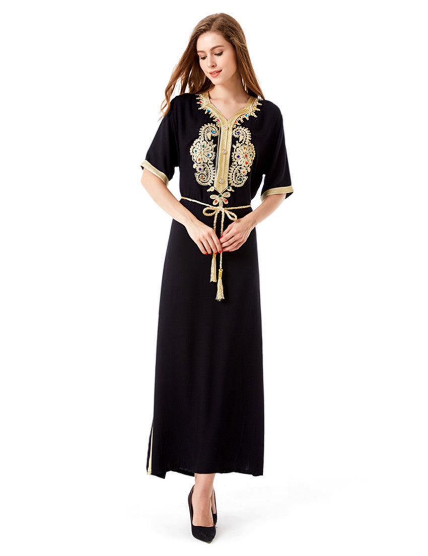 Online discount shop Australia - Muslim Women long sleeve long dress islamic clothing Dubai kaftan caftan turkey moroccan maxi / long Abaya turkish fashion 1606