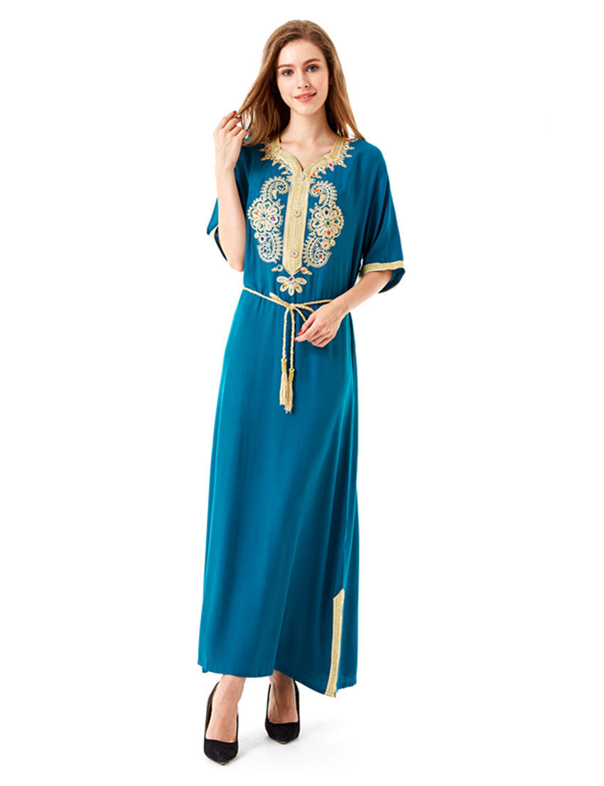 Online discount shop Australia - Muslim Women long sleeve long dress islamic clothing Dubai kaftan caftan turkey moroccan maxi / long Abaya turkish fashion 1606