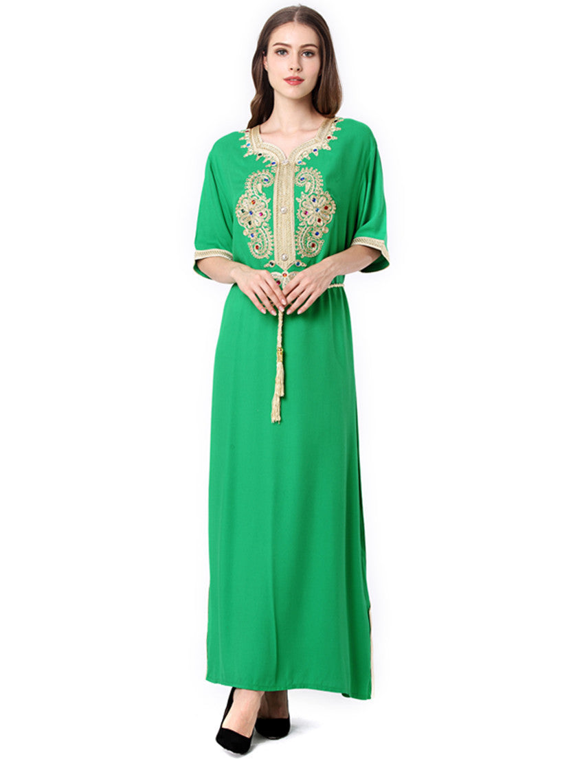 Online discount shop Australia - Muslim Women long sleeve long dress islamic clothing Dubai kaftan caftan turkey moroccan maxi / long Abaya turkish fashion 1606