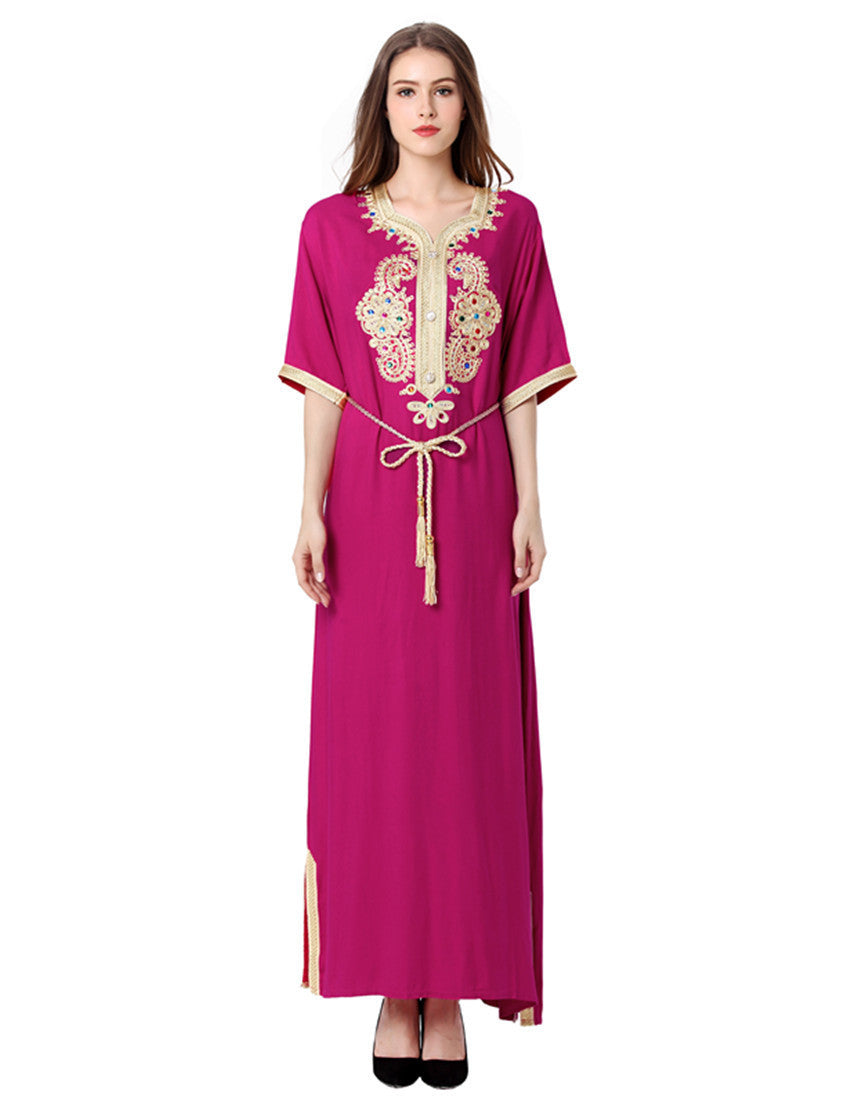 Online discount shop Australia - Muslim Women long sleeve long dress islamic clothing Dubai kaftan caftan turkey moroccan maxi / long Abaya turkish fashion 1606