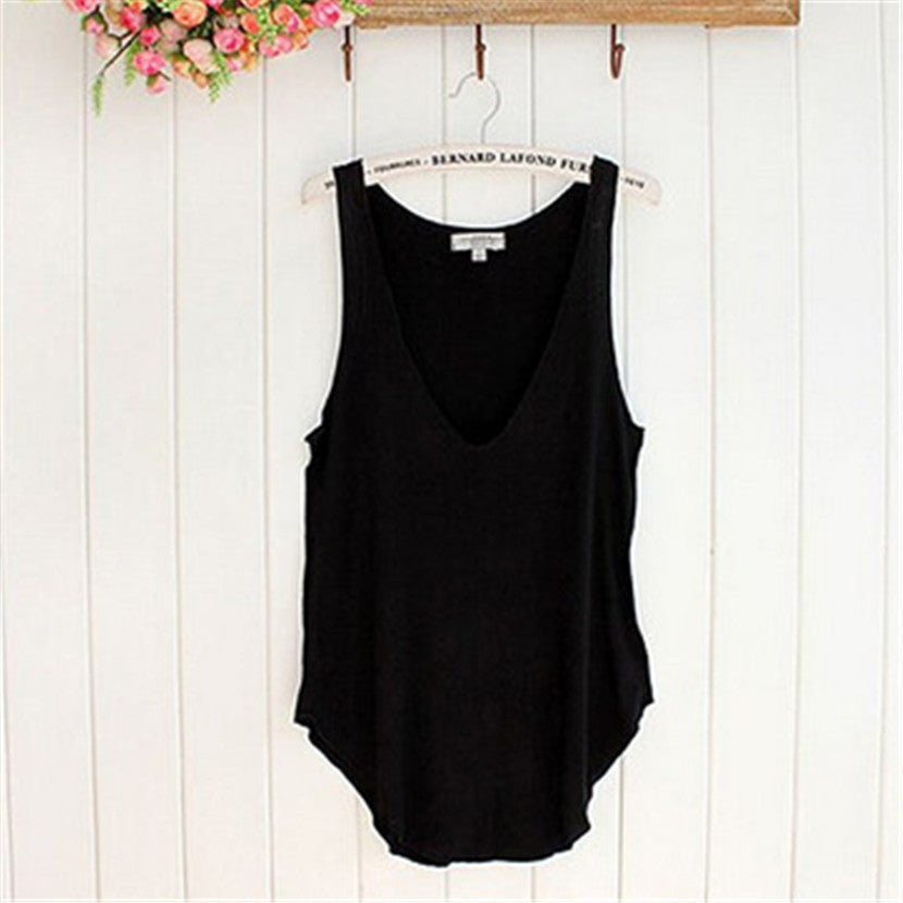 Woman Lady Sleeveless V-Neck Candy Color Vest Loose Tank Tops