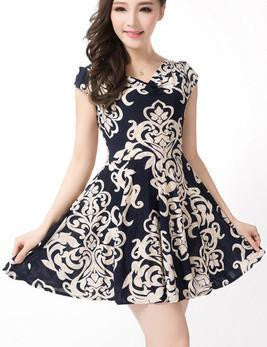 Women Summer Milk Silk Dress Short Sleeves Vintage Printed Flower Print sundress Casual sexy bodycon Dresses