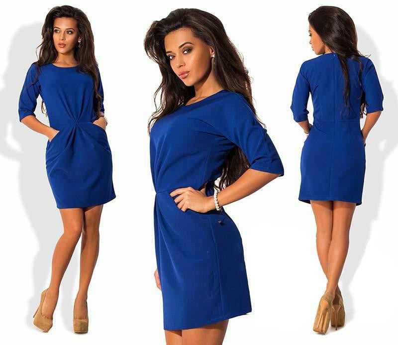 Women O-Neck Half Sleeved Silm Dress Bodycon Office Dress Autumn Red Blue Party Mini Dress Plus Size LJ7215E