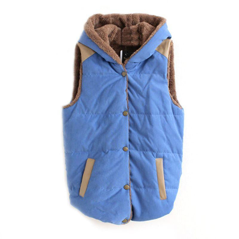 Women Warm Waistcoats Length Jacket Hooded Thick Cotton Velvet Sleeveless Vests Plus Size