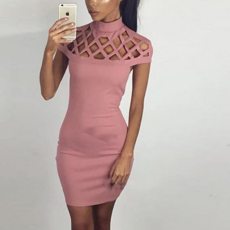 Online discount shop Australia - Autumn Women Dress Hollow Out Bodycon Dress Bandage Slim Night Club Party Dresses Sexy Dress LJ5669R