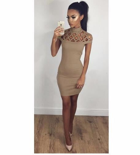 Online discount shop Australia - Autumn Women Dress Hollow Out Bodycon Dress Bandage Slim Night Club Party Dresses Sexy Dress LJ5669R