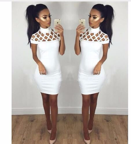 Online discount shop Australia - Autumn Women Dress Hollow Out Bodycon Dress Bandage Slim Night Club Party Dresses Sexy Dress LJ5669R