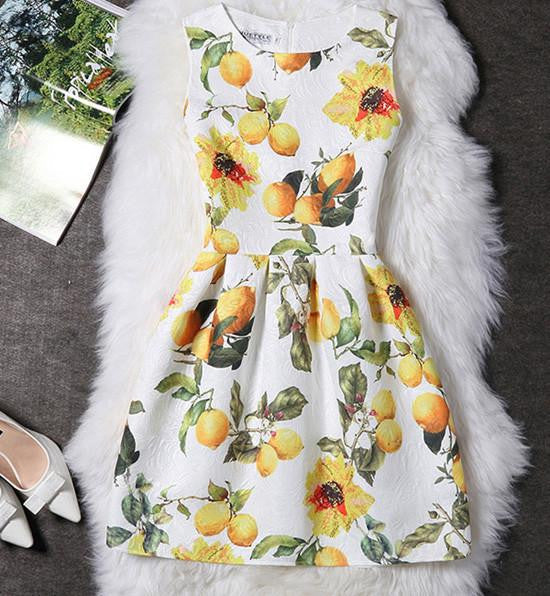 Vintage women dress Fashion sleeveless print jacquard summer dress High waist Slim Elegant party dress