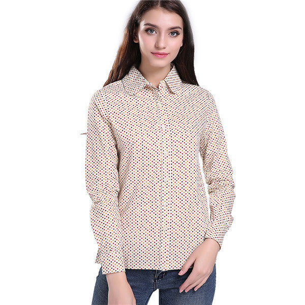 Fashion Women Blouses Long Sleeve Turn-down Collar Plaid Shirts Women Casual Cotton Shirt Style