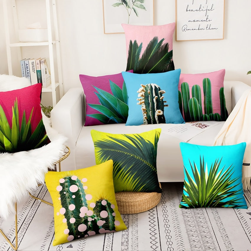 Tropical Cactus Plant Printed Cushion Decorative Pillow Fresh Green Pillowcase Home Decor Sofa Throw Pillow Almofadas Decorativa-Dollar Bargains Online Shopping Australia