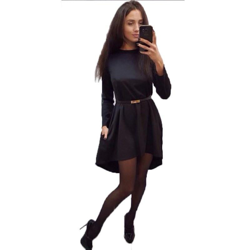 Winter Women Dress 4 Colors O-neck Collar Three Quarter Knee-length Fashion Dresses ZT1 T2