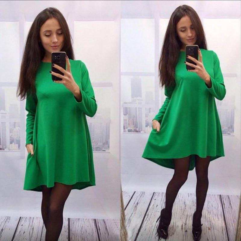 Winter Women Dress 4 Colors O-neck Collar Three Quarter Knee-length Fashion Dresses ZT1 T2