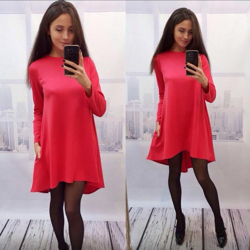 Winter Women Dress 4 Colors O-neck Collar Three Quarter Knee-length Fashion Dresses ZT1 T2