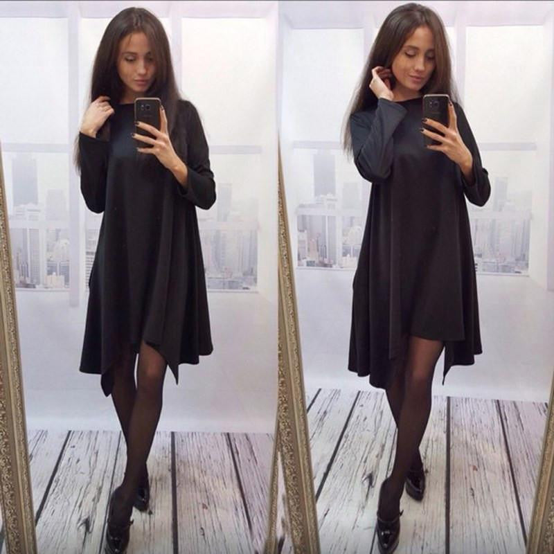 Winter Women Dress 4 Colors O-neck Collar Three Quarter Knee-length Fashion Dresses ZT1 T2