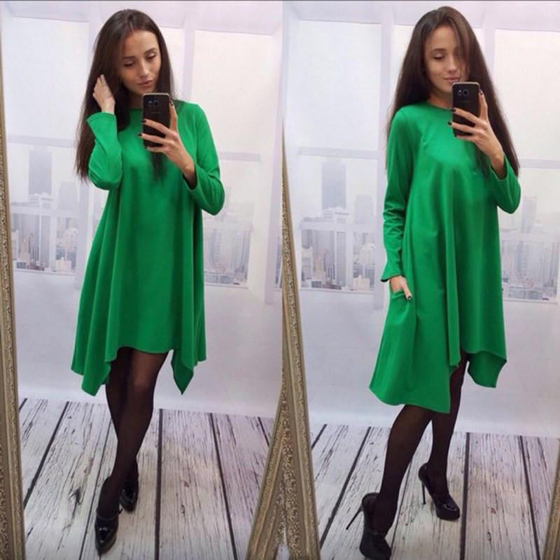 Winter Women Dress 4 Colors O-neck Collar Three Quarter Knee-length Fashion Dresses ZT1 T2