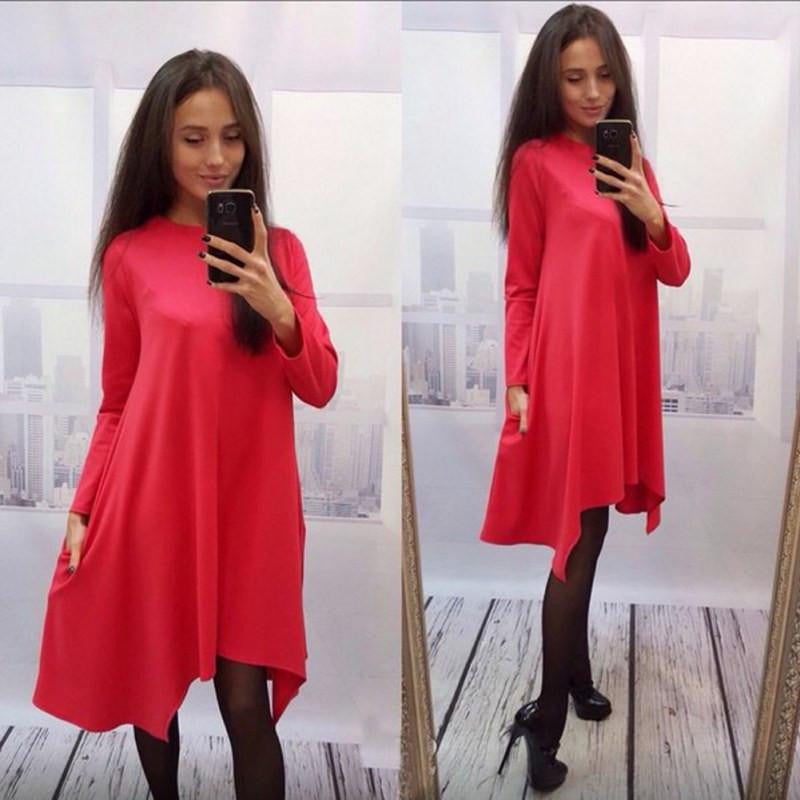 Winter Women Dress 4 Colors O-neck Collar Three Quarter Knee-length Fashion Dresses ZT1 T2