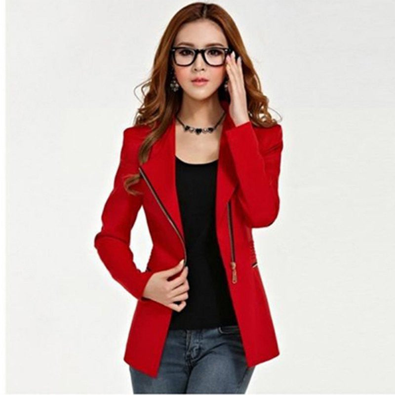 Online discount shop Australia - Candy Color Long Sleeve Women Zipper Suit Slim Casual Jacket Coat Outwear