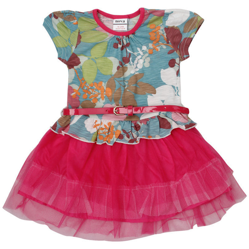 Online discount shop Australia - Children clothes sleeveless floral printed with bow girl dress party dress new design high quality