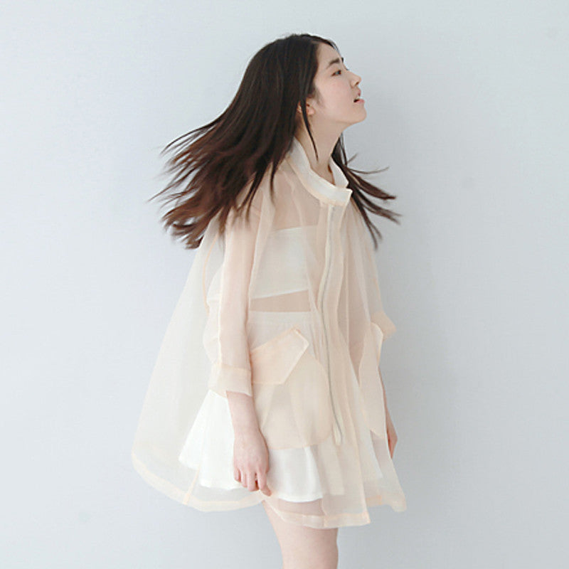 Organza Semi Tent Windbreaker clothing Slim Coat female