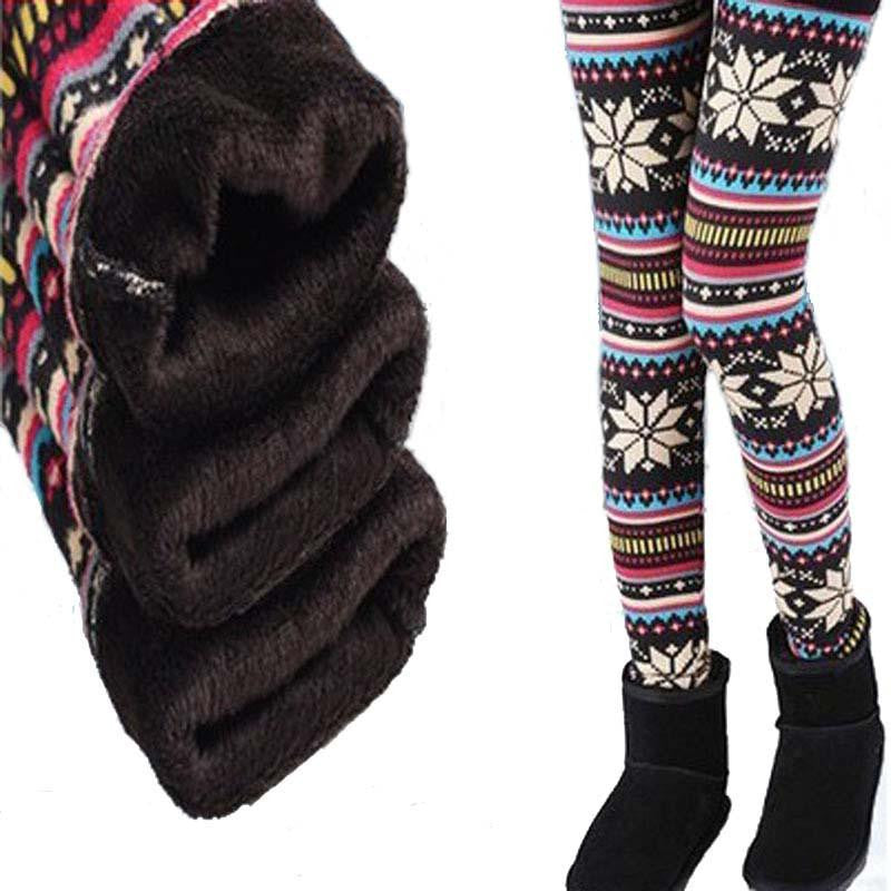 Thickening warm Leggings women pants loose Snowflake Christmas deer flower women leggings