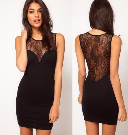 Summer black fashion retro Hepburn slim sexy temptation Lace Dress Mini Black women's Vestido de Renda summer style