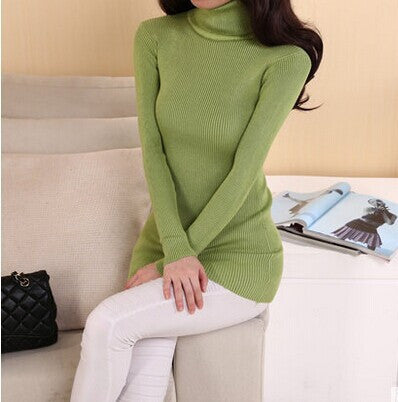 Online discount shop Australia - medium-long elastic sweater long-sleeve sweater female pullover turtleneck sweater