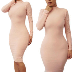 Online discount shop Australia - 8 Colors Women's Sexy Slim Fashion Europe Style High Neck Clubwear Night Wear Bodycon Dresses