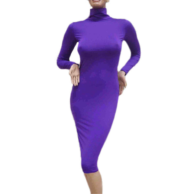 Online discount shop Australia - 8 Colors Women's Sexy Slim Fashion Europe Style High Neck Clubwear Night Wear Bodycon Dresses