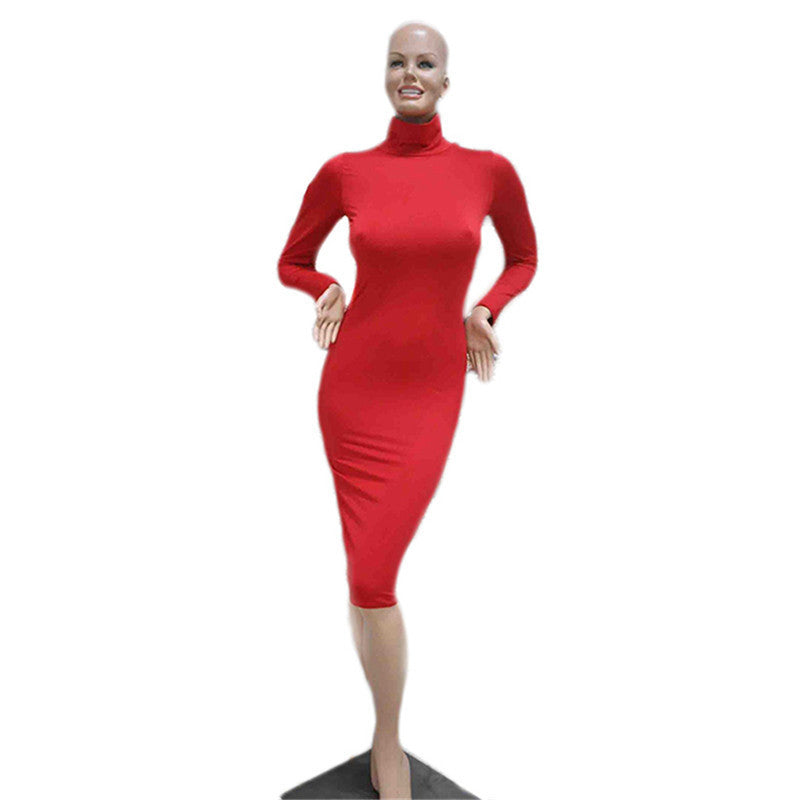 Online discount shop Australia - 8 Colors Women's Sexy Slim Fashion Europe Style High Neck Clubwear Night Wear Bodycon Dresses