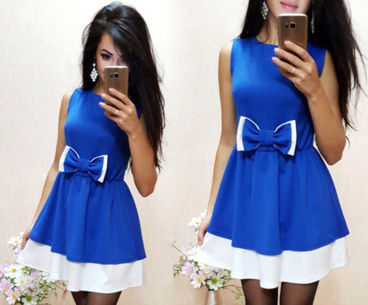 Online discount shop Australia - Elegant Black Blue Patchwork Office Dress Women Fashion Casual Sleeveless A-line Tunic Dresses Ladies